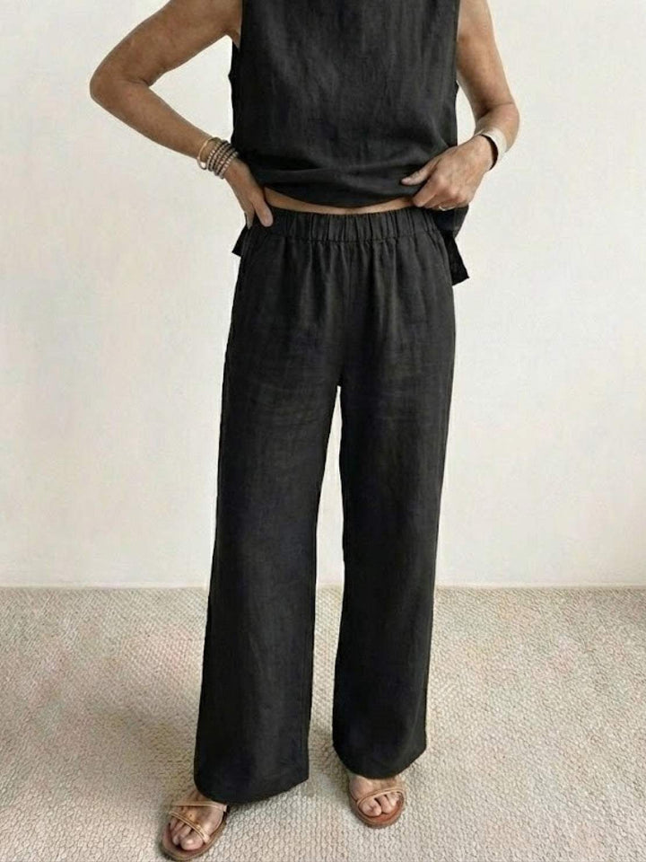 Olivia | Completo donna con canotta senza maniche e pantaloni a gamba larga