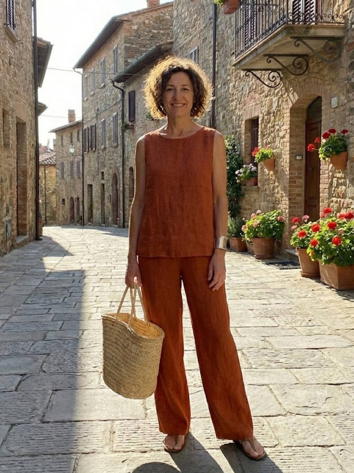 Olivia | Completo donna con canotta senza maniche e pantaloni a gamba larga