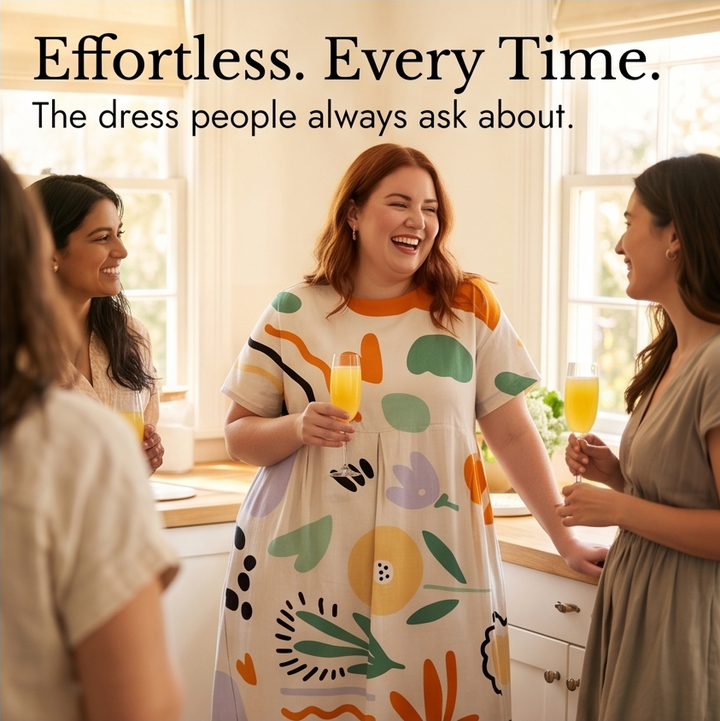 Artsy Print Midi Dress - A-Line Silhouette in Matisse Florals