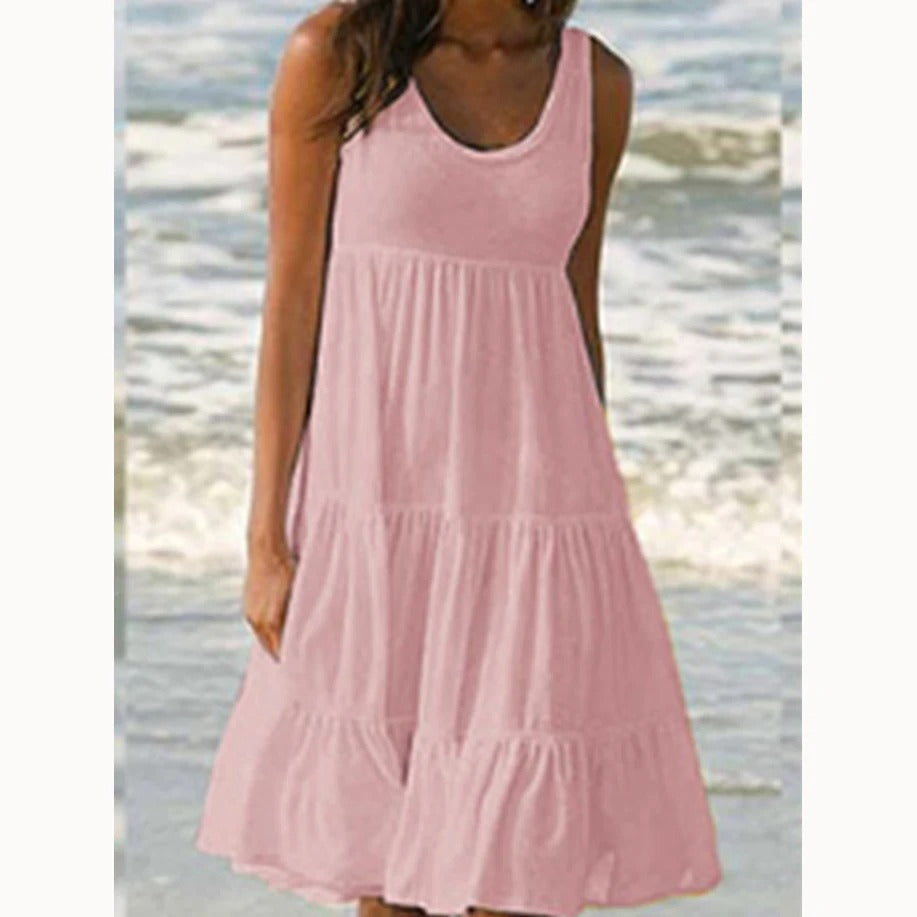 Luna | Vestido Midi Feminino Sem Mangas com Camadas Estilo Boho para o Verão