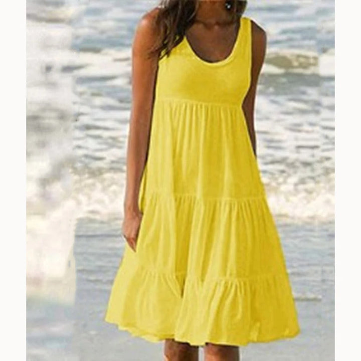 Luna | Vestido Midi Feminino Sem Mangas com Camadas Estilo Boho para o Verão