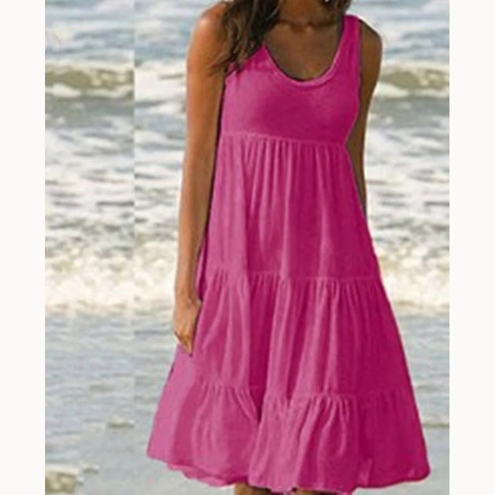 Luna | Vestido Midi Feminino Sem Mangas com Camadas Estilo Boho para o Verão