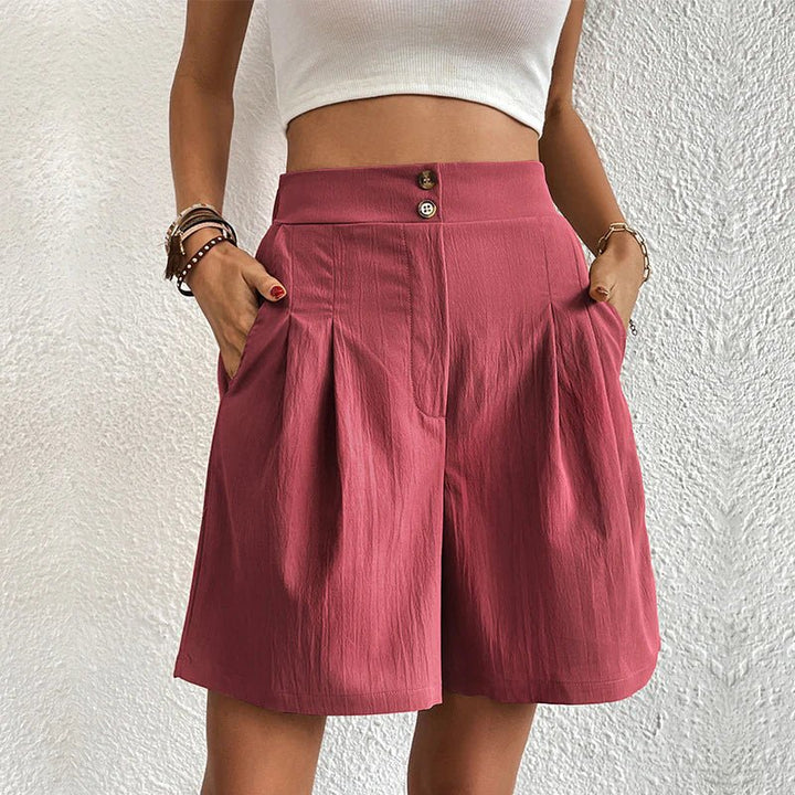Blair | Shorts de pierna ancha para mujer, de cintura alta, plisados y con bolsillos
