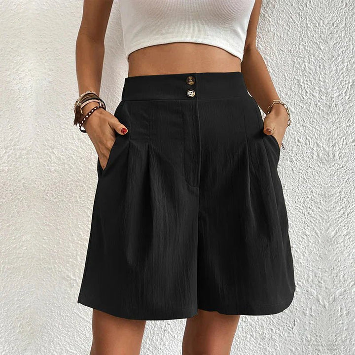 Blair | Shorts de pierna ancha para mujer, de cintura alta, plisados y con bolsillos