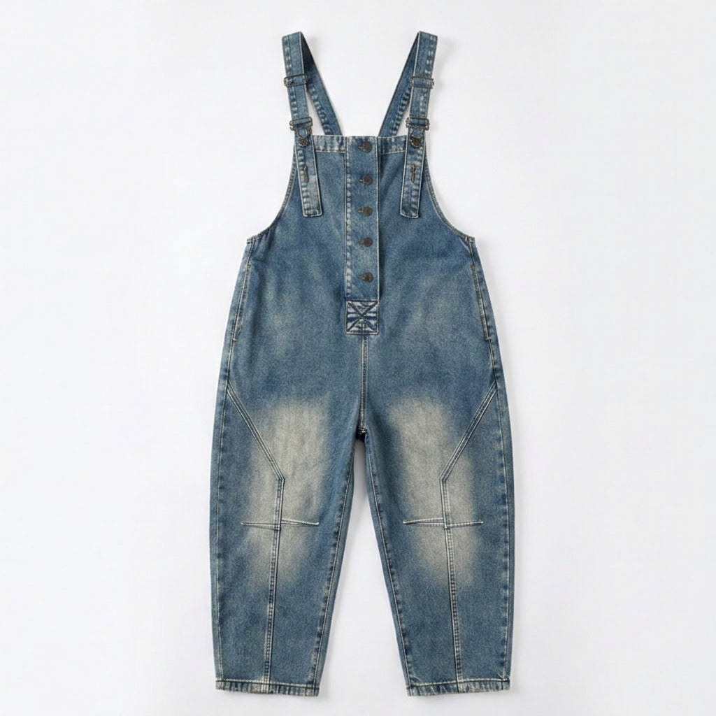 Denim Overalls for Women - Tapered Leg with Adjustable Straps