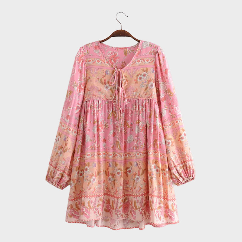 Vestito Mini Boho Tunica, Karlie Rosa Vintage