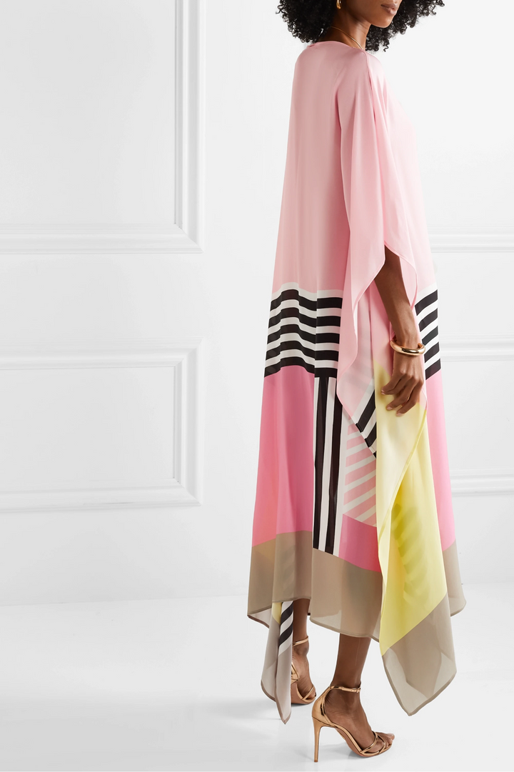 Aria | Vestido Caftán para Mujer con Estampado Geométrico y Mangas Murciélago, Vestido Largo