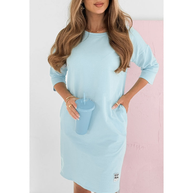 Skye | Vestido sudadera casual para mujer, vestido mini de manga 3/4