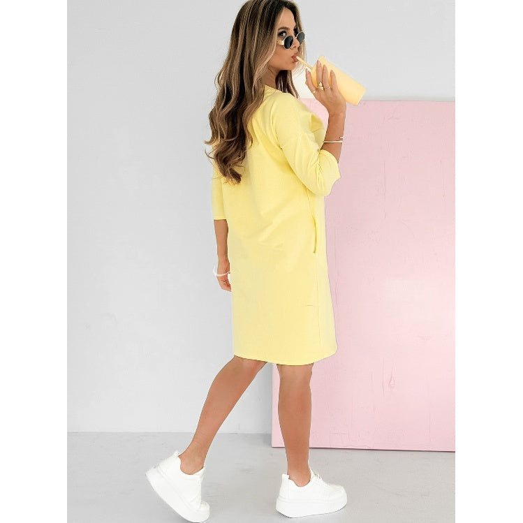 Skye | Vestido sudadera casual para mujer, vestido mini de manga 3/4