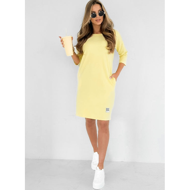 Skye | Vestido sudadera casual para mujer, vestido mini de manga 3/4