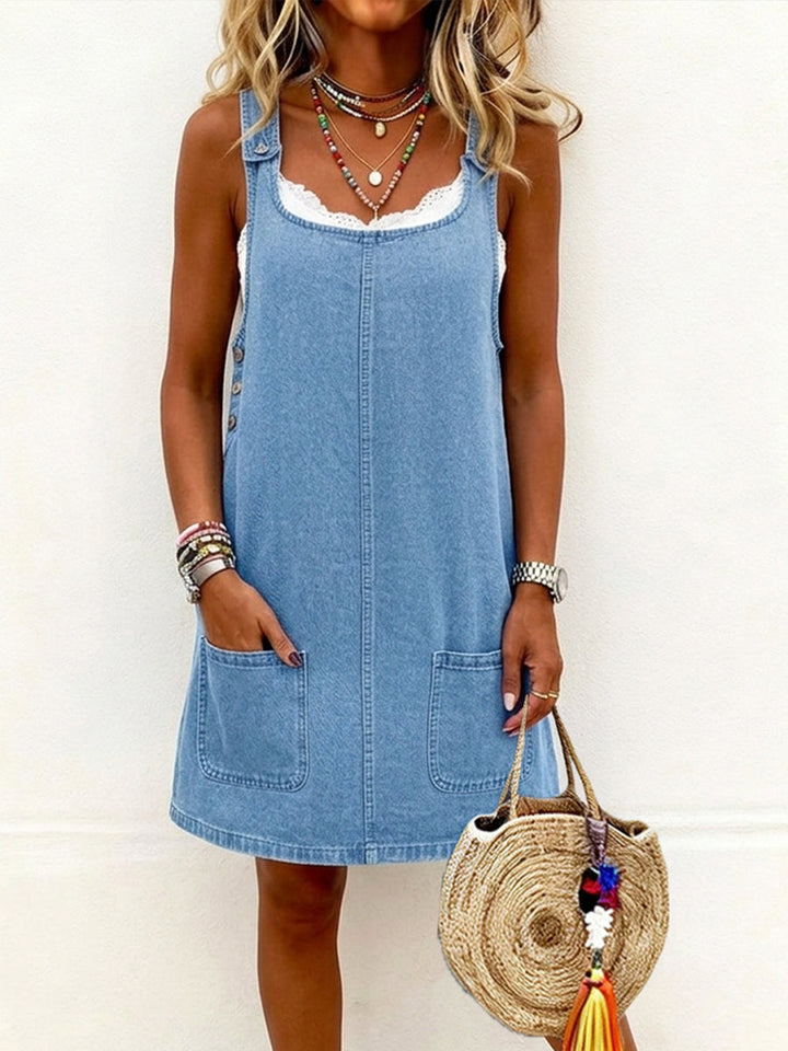 Lisa | Vestido Casual de Jardineira Jeans