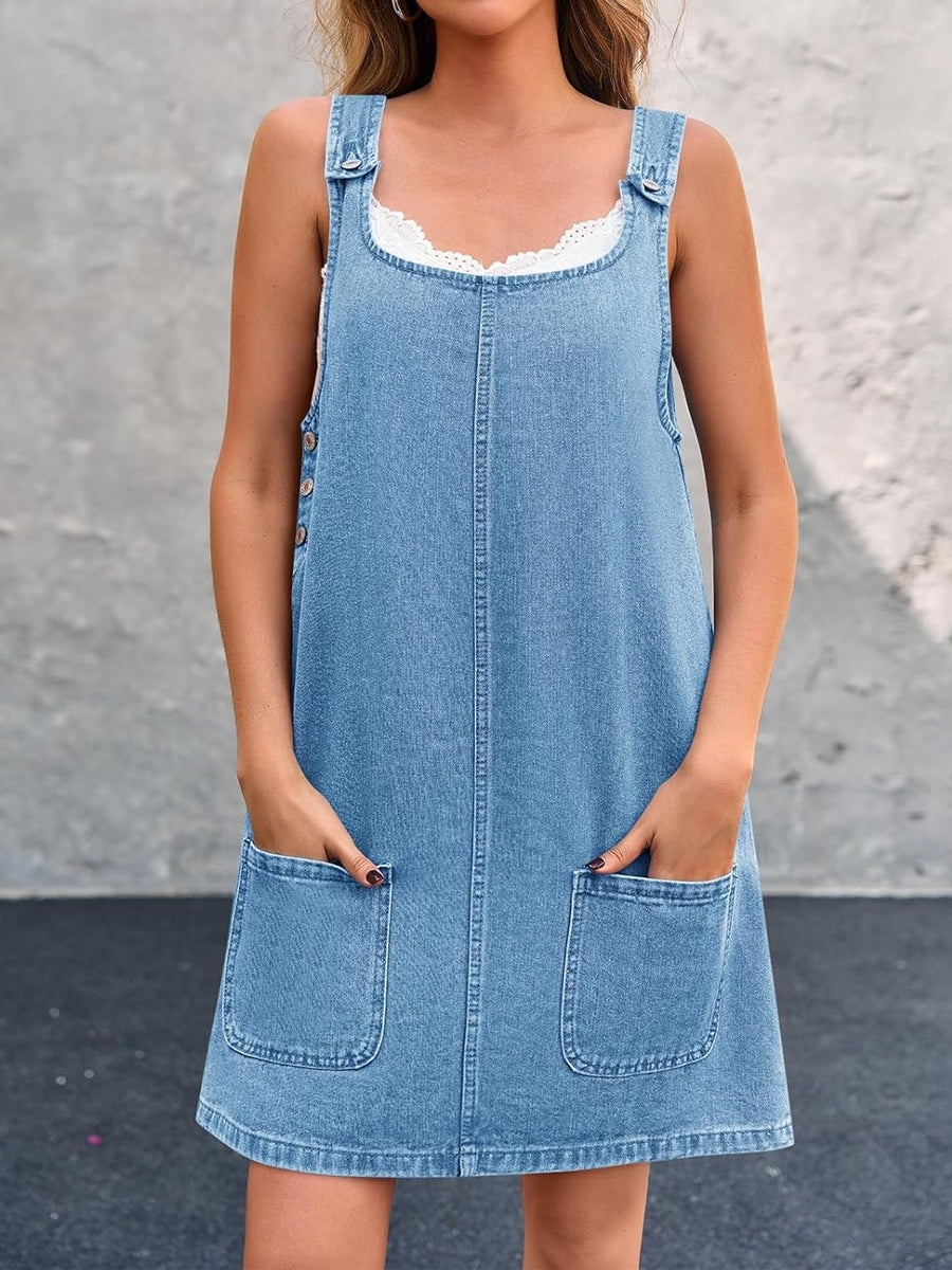 Lisa | Vestido Casual de Jardineira Jeans