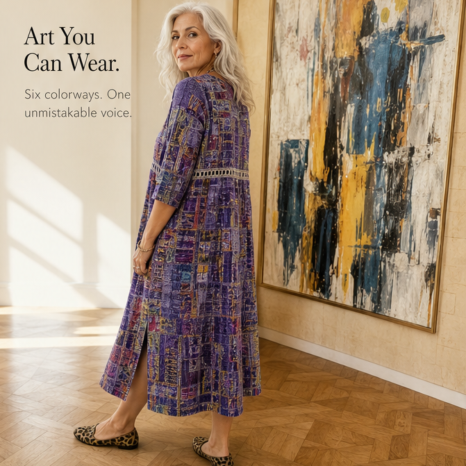 Tessara™ – Painterly Patchwork Midi Dress