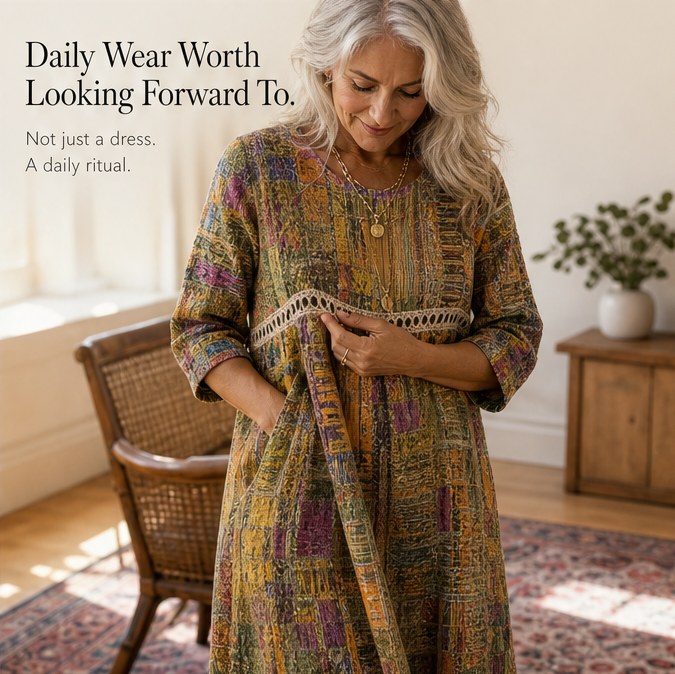 Tessara™ – Painterly Patchwork Midi Dress