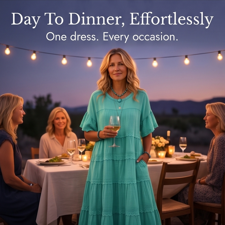 Tiered Lace Midi Dress with Pockets - Flutter Sleeve A-Line