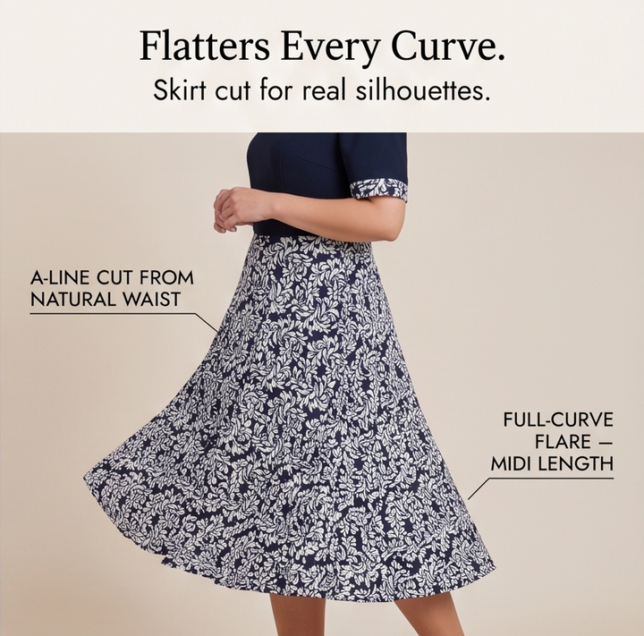 Navy Floral Dress with Built-In Jacket for Special Occasions