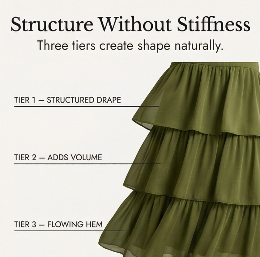 Velara™ – Flowing Tiered Chiffon Maxi Dress