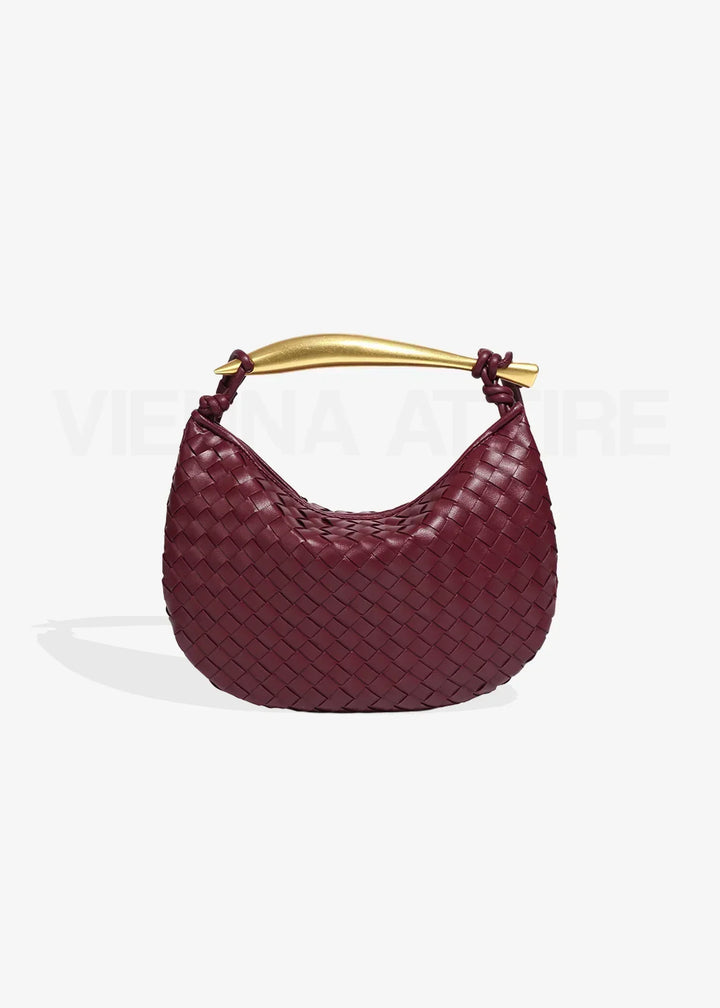 Alexandra – Sac à motif tissé avec poignée dorée