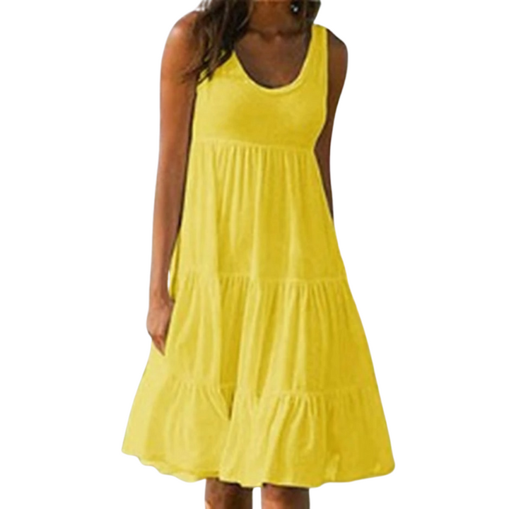 Luna | Vestido Midi Feminino Sem Mangas com Camadas Estilo Boho para o Verão