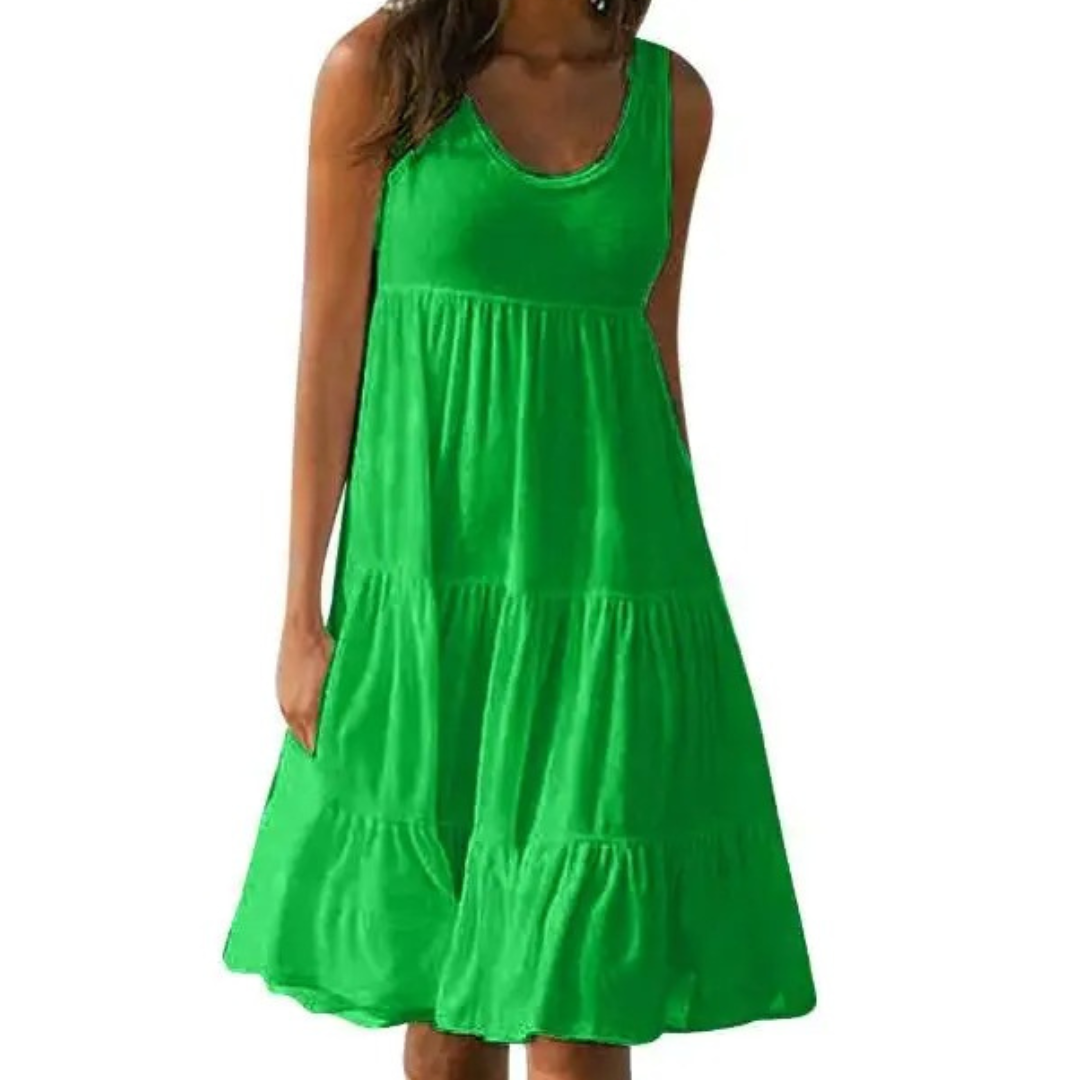 Luna | Vestido Midi Feminino Sem Mangas com Camadas Estilo Boho para o Verão