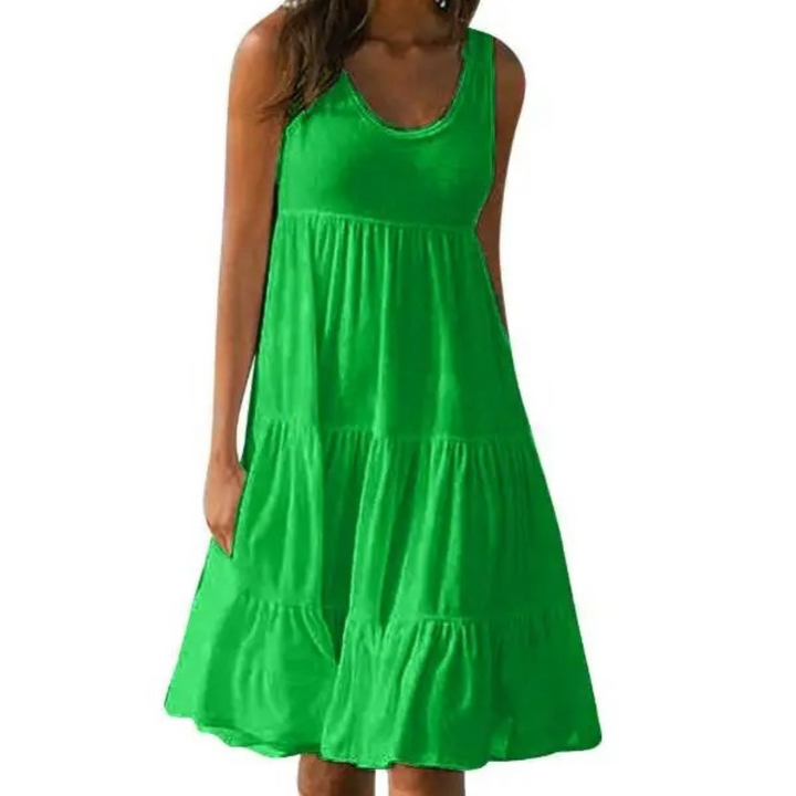 Luna | Vestido Midi Feminino Sem Mangas com Camadas Estilo Boho para o Verão