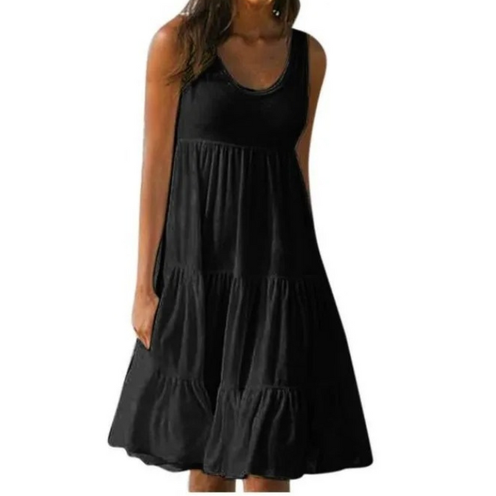 Luna | Vestido Midi Feminino Sem Mangas com Camadas Estilo Boho para o Verão