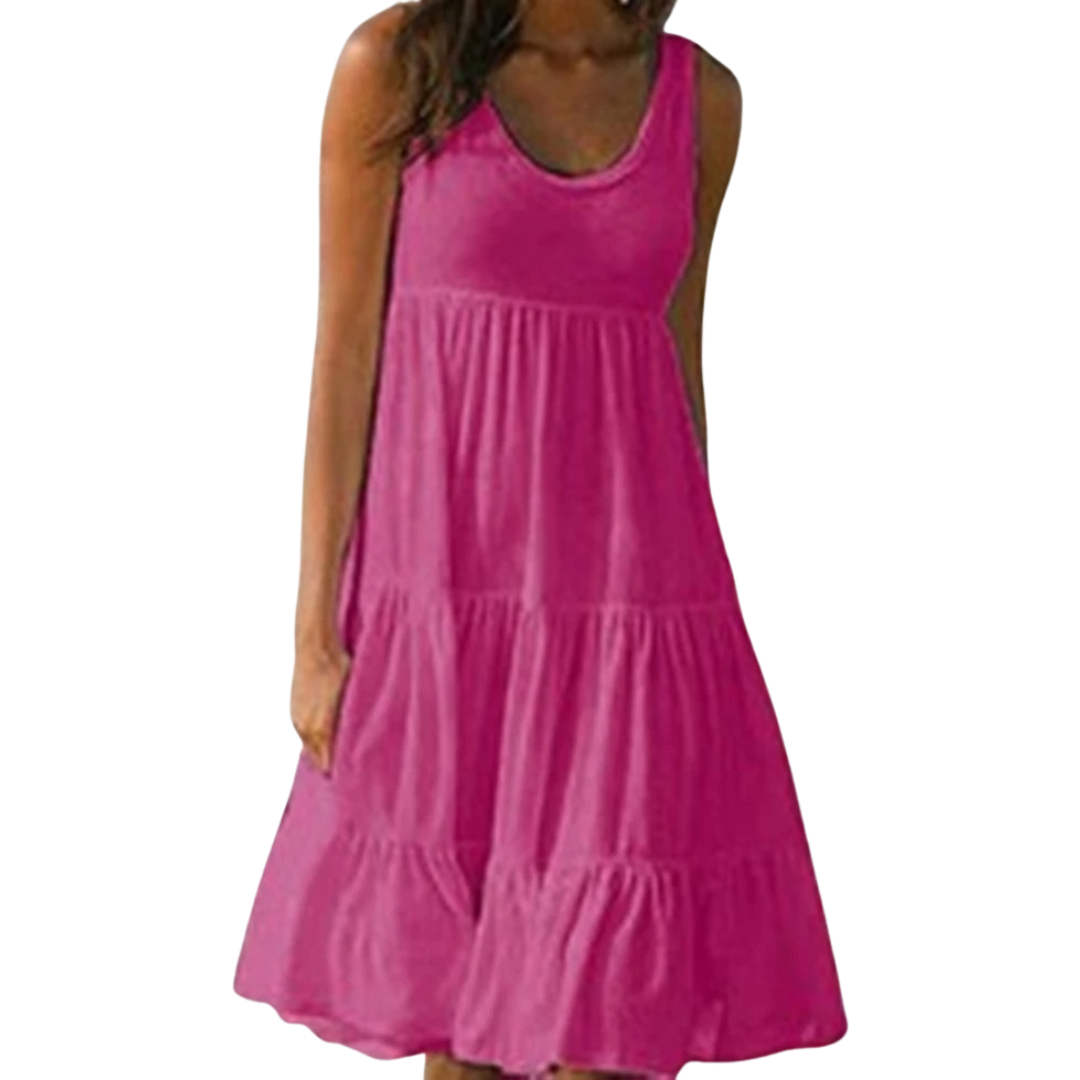 Luna | Vestido Midi Feminino Sem Mangas com Camadas Estilo Boho para o Verão