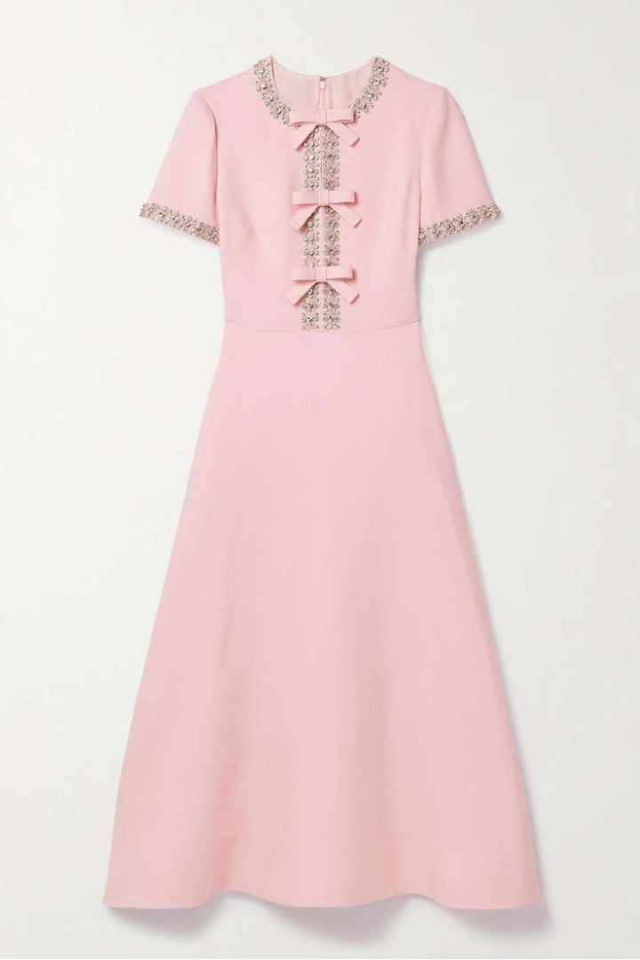 Zoe | Midikleid mit Schleife und Kristallverzierungen